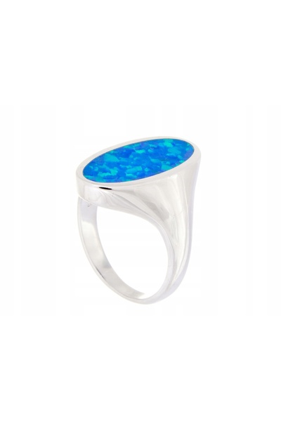 NO BRAND Inel de argint placat cu rodiu, mărimea 14, cu opal de 23mm, cadou