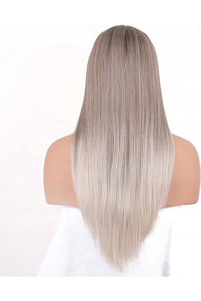 NO BRAND Perucă de damă Vebonny, păr sintetic, roz ombre, lungime 50cm