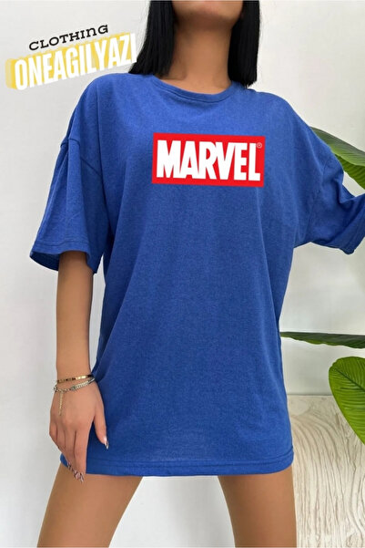 yombaa Unisex Marvel Printed Oversize Black T-shirt