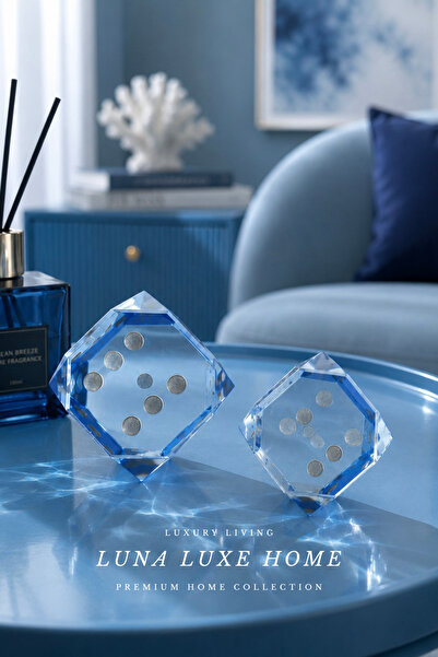 Luna Luxe Home Crystal Dice Collection | Premium Dekoratif Kristal Cam Zar Seti