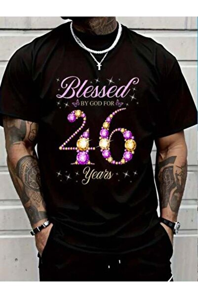 799 100% Cotton Bless By God For 46 Years Old 46th Birthday B-Day Party T-Shi...