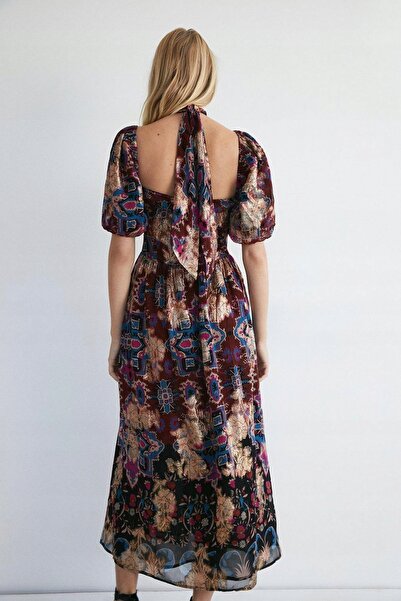 NO BRAND Rochie Midaxi multicoloră cu mânecă scurtă, tie-dye, Warehouse 36