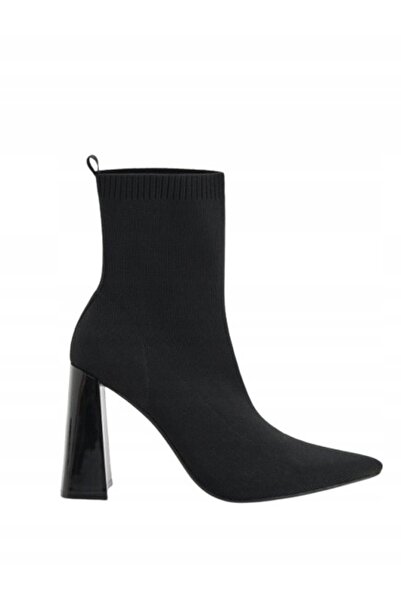 NO BRAND Cizme negre clasice cu toc, tip șosetă, cu dungi, slip-on, mărimea 41