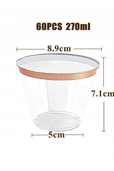 NO BRAND Pahar de plastic reutilizabil Auriu Rose Gold 270ml 60 Bucăți Elegant