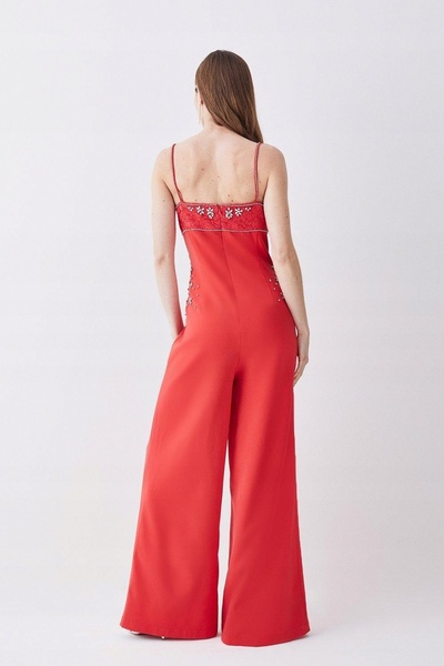 NO BRAND Salopetă coral cu picioare largi, stil cocktail, Karen Millen 38
