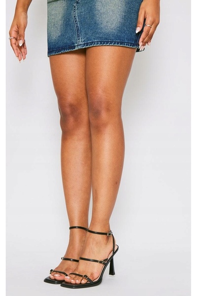 NO BRAND Sandale clasice negre cu barete cu cataramă și toc Prettylittlething 40