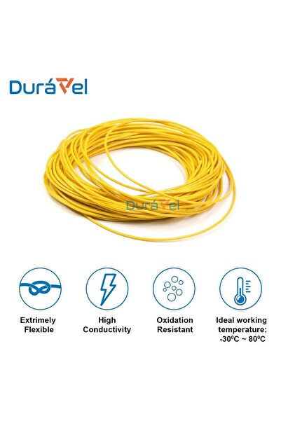 Duravel Copper Wire Conductor for Electrical Power Transmission-Yellow, 5 Meter, 2.5mm