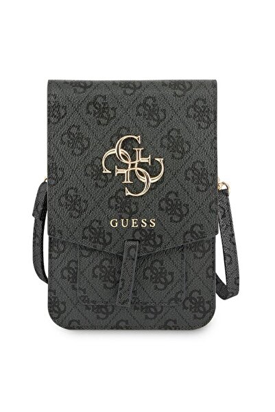 Guess 4G Универсална чанта-портфейл за смартфон с голямо лого, сива
