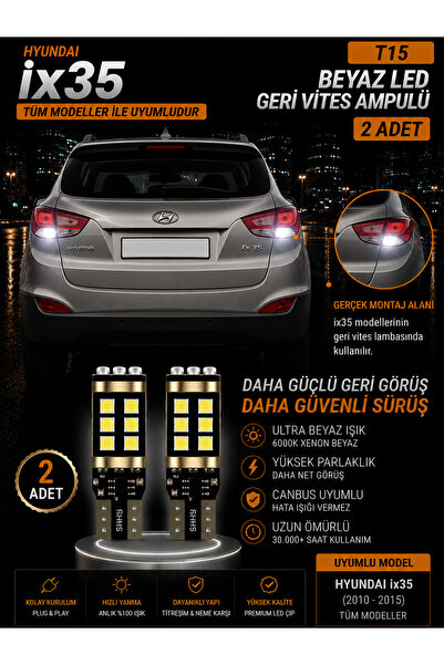 DuoLight Hyundai ix35 ile uyumlu (2010-2015) Uyumlu T15 W16W Beyaz LED Geri V...