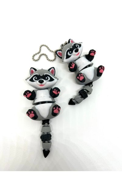 Generic Brand Cute Raccoon Keychain – 3D Printed Kawaii Accessory with Movabl...