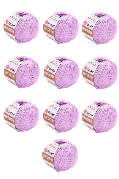 Yarnart Baby Cotton 10 τεμάχια νήμα για πλέξιμο στο χέρι (416 Ανοιχτό Λιλά) 5...