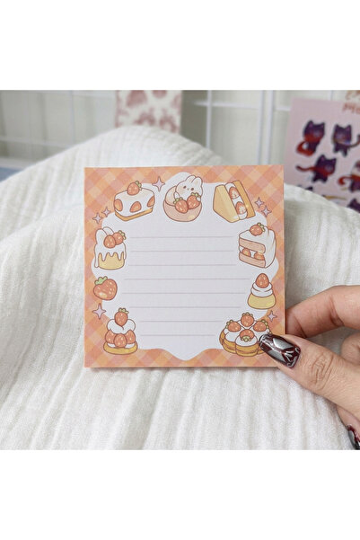 Plumie Kawaii Çilekli Tatlı Temalı Memo Pad 50 Yaprak | Kare Yapışkansız Not ...