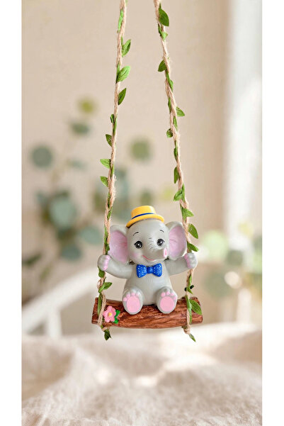 NurMood Art Decoration Sevimli Salıncaklı Fil Biblo – Dekoratif Askılı Balkon...