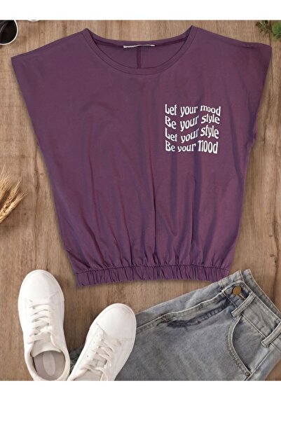 Mood Lab Αμάνικο T-shirt με λεπτομέρεια από καουτσούκ και στάμπα σλόγκαν