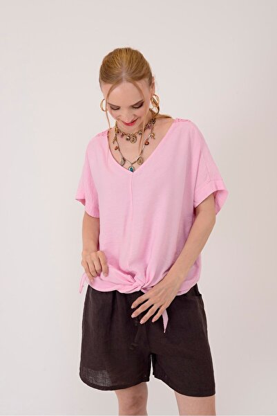 Park Moda Tied Blouse with Openwork Back Detail (Available in Sizes 34-46.)