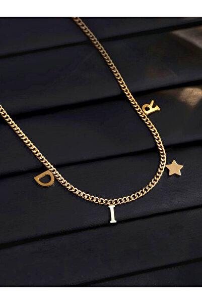 Alyas Aksesuar Stainless Steel Letter D & Star Necklace