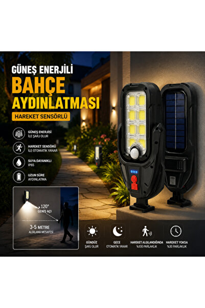 KULVARAVM Panther Duvar Lamba Solar Şarjlı Hareket Sensörlü Güneş Enerjili solar bahçe aydınlatma