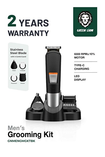 Green Lion Men Grooming Set / Stainless Steel Blade With 4 Comb Gurd / ON/OFF...