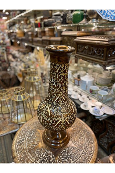 ANTİKA AYAL All Wood Carved Vase 65 cm