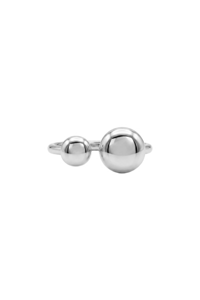 Charmist Steel Duo Sphere Adjustable Ring Silver