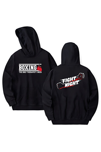 STİL-X Boxing Printed Cotton Long Sleeve 3 Thread Hooded Sweatshirt