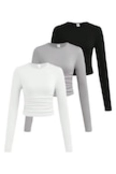 OEM Bluze pentru fete, culoare alb, negru, gri, marime 11 ani, set 3 buc