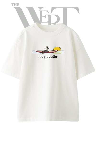 THEWERT Dizajn sa psom na majici, unisex, bela, prevelika majica