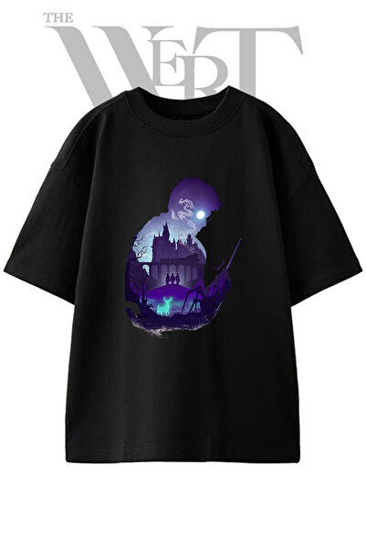 THEWERT Hari Poter dizajn, unisex crna oversize majica sa printom