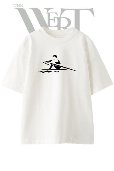THEWERT Μπλουζάκι Kurek Cekme Design με στάμπα Unisex Λευκό Oversize
