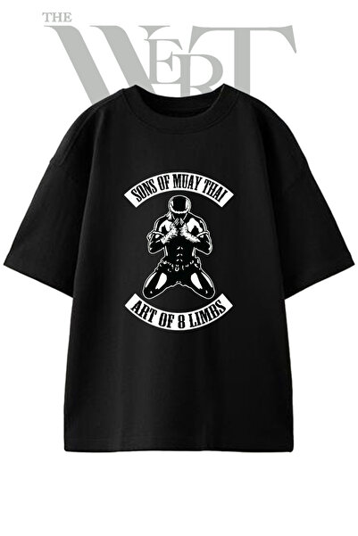 THEWERT Muay Thai Wai Kru Design Printed Unisex Black Oversize T-Shirt