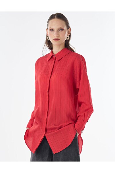 KYR Stripe Pattern Lyocell Tunic Red