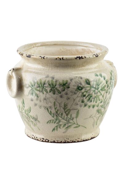 MONDEX Acoperitoare ghiveci ceramică Crocket 18.5x18.5x15.5cm alb crem 1 buc.