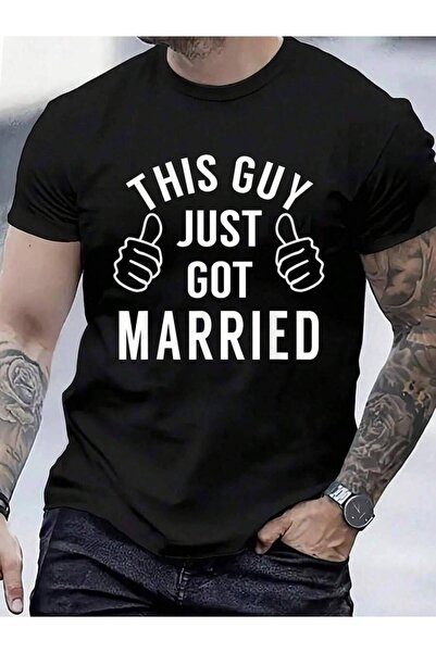 799 تي شيرت من القطن بنسبة 100% من This Guy Got - Just Married للعريس، تي شير...