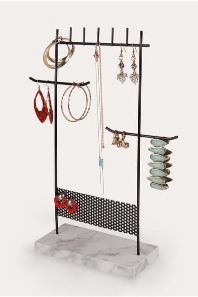 Aleda Black and White Comprehensive Jewelry Stand - Organizer