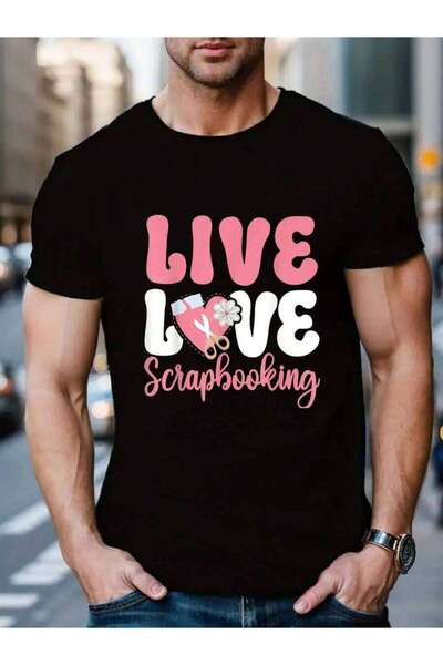 4CR تي شيرت صيفي للرجال من القطن 100%، تصميم "Girl Live Love Scrapbooking"، أ...