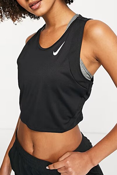 Nike Dri Fit Fast Crop Womens Tank Kadın Crop Koşu Atleti Siyah