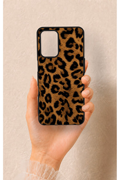 Vip Case Oppo A54 Uyumlu Koyu Leopar Deri Desenli Silikon Kılıf