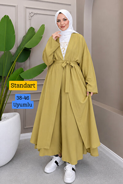 Mogi Butik Pantaloni kimono lungi pentru femei, set Abaya 3218 Oliv