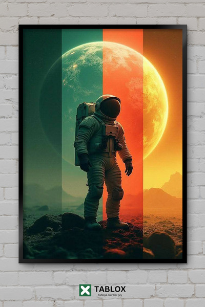 TABLOX Astronaut Planeta Svemir Crtež Drveni Umeđeni Dekorativni MDF Slikarstvo