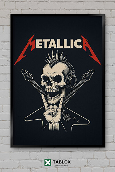 TABLOX Tablou decorativ din MDF cu ramă din lemn, trupa de muzică rock metal ...