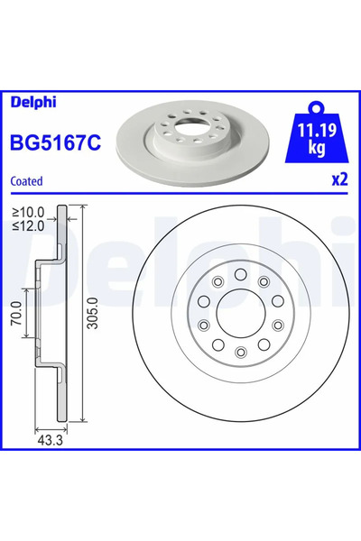 DELPHİ Set Discuri Frana Jeep Compass/Renegade Suv 2020-2020