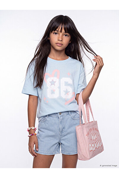 LC Waikiki I Bol Fit Zero Roba Collar Printed Girl's T-Shirt from Freezen Store