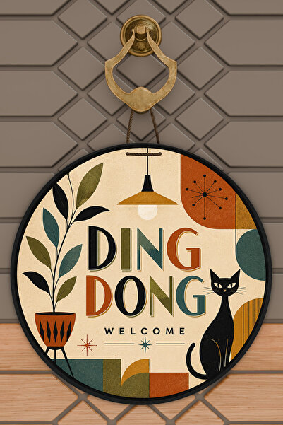 Dormot Home ديكور باب خشبي دائري بتصميم دينج دونج ويلكوم ميد-سينتوري مودرن كي...