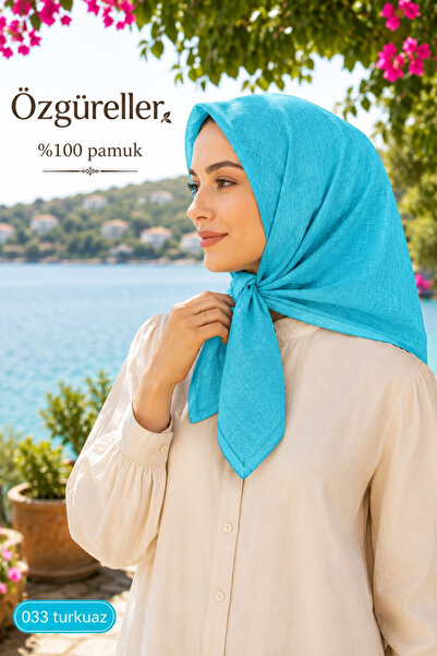 ÖZGÜRELLER Özgüreller, 100x100 cm Taşlanmış Eşarp (Kot Dikişli) , %100 Pamukl...