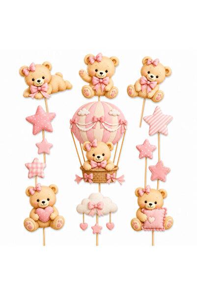 DecoParty Set de decorațiuni pentru tort – Tematică cu ursuleți drăguți, 13 p...