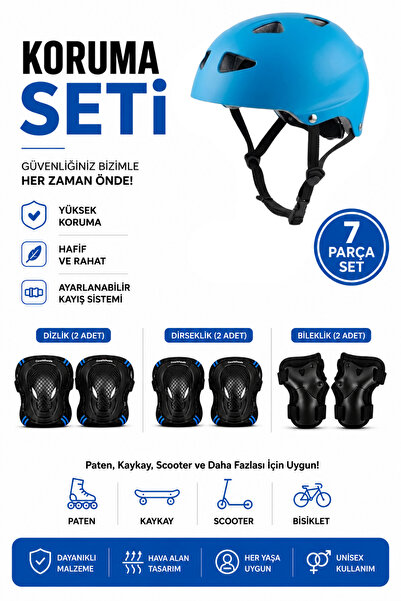 Genel Markalar 7'li Full Koruma Seti (6-10 Yaş Arası İçin Uygundur) - Kask, D...
