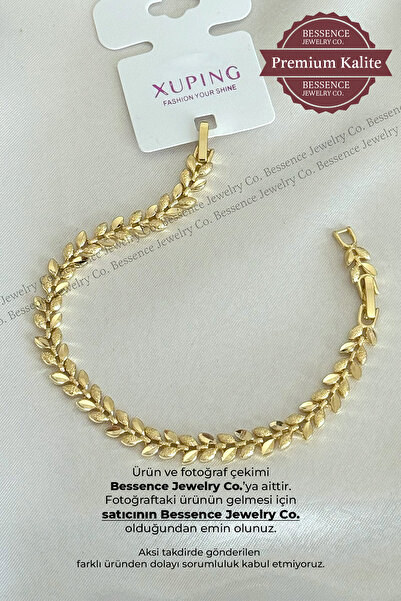BESSENCE JEWELRY CO. Xuping 14K Gold VIP Dokulu Başak Model Çelik Bileklik, 1...
