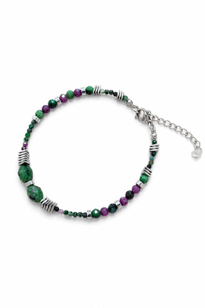JİMNY JEWELRY سوار زورييا من حجر الياقوت والزويزيت والهيماتيت الطبيعي