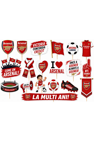 DecoParty Set de decorațiuni pentru tort – Tematică echipa de fotbal ARSENAL,...