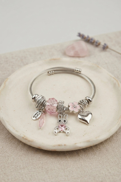 Clariss Pink Rabbit Charm Bracelet